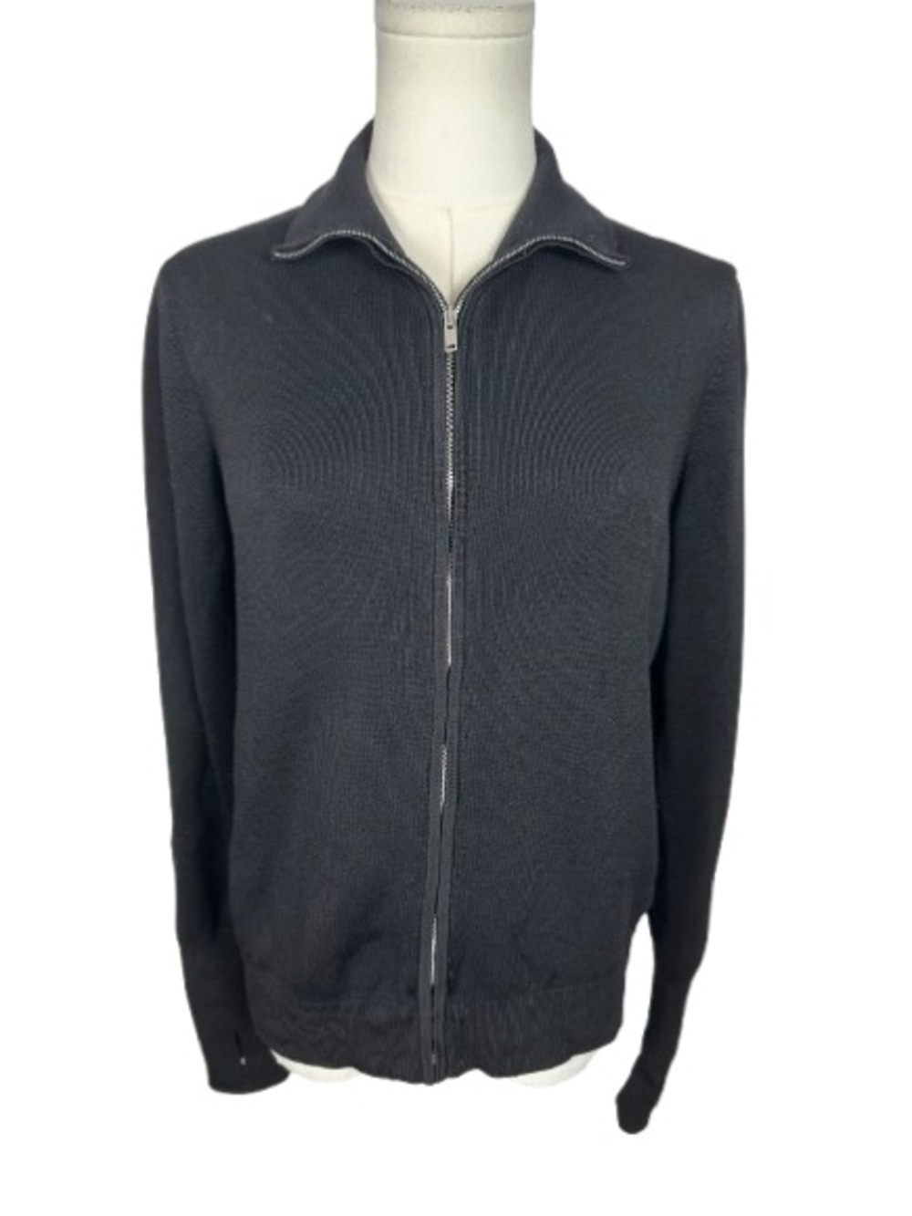 COS Black Zip-Up Knit Sweater